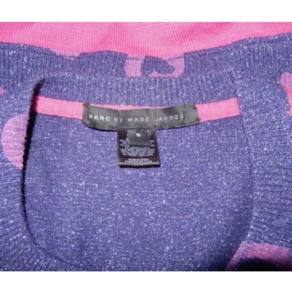 Marc By Marc Jacobs Purple Pink Heart Glitter Cardigan Sweater - Picture 2 of 6